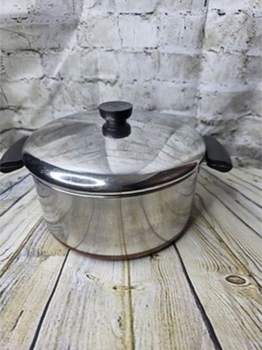Revere Ware 1801 Copper Bottom Stainless 4 1/2 Qt Stock Pot & Lid Indonesia